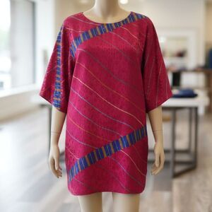 Mary McFadden Collection Vintage Damask Pullon 80s 90s Serpentine Stripe Dress